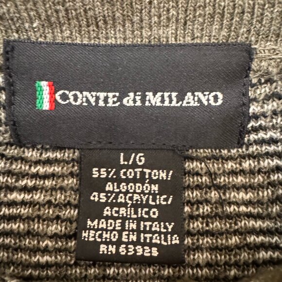 Vintage Conte di Milano Gray Chevron Sweater, Size L - Picture 5 of 8
